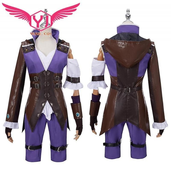 Arcane Lol Caitlyn The Sheriff Of Piltover Cosplay Kostymer För Vuxna Kvinnor Män Lila Väst Shorts Blus Accessoarer Halloween men M