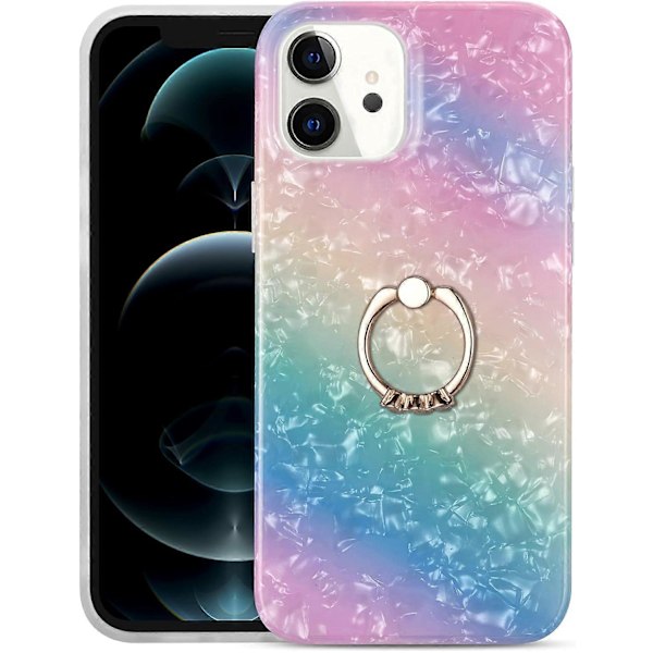 iPhone 11 Skal, Blommönster Sött Mode för Kvinnor Flickor Män med 360 Graders Roterande Ringhållare Ställ Mjuk TPU Stötsäkert Skydd för iPhone 11