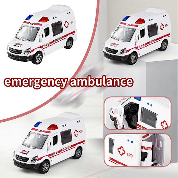 Valettu metalliseos ambulanssiauto mallilelu ajoneuvo lapsille lahjaksi