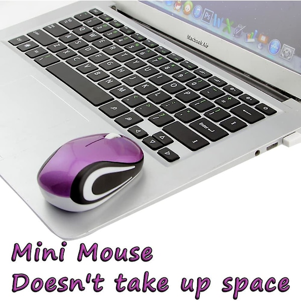 Trådløs mus - Søt mini datamus for bærbar PC - Liten lommeformat bærbar kompakt reise USB optisk mus 3 knapper 1000 DPI trådløs mus for PC
