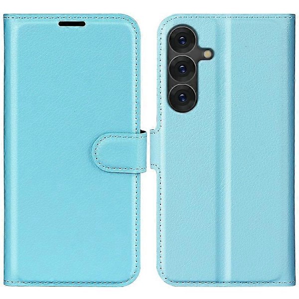 Kompatibelt Skal för Samsung Galaxy S25+ Litchi Textur Stötsäkert Läder Plånboksfodral Blue