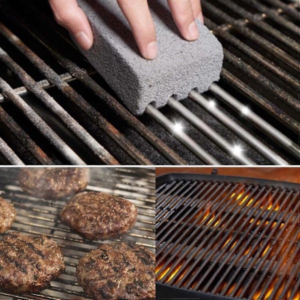 2 stk. Grillsten Bred Anvendelse Effektivt Glaspulver Universel Fremragende Friktion Grillrenser-ZZY