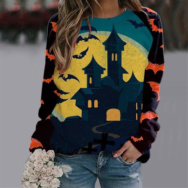 Halloween Puserot Naisten Syksy Kurpitsa Pitkähihaiset Paidat Pusero Pumpkin Graafinen printed Crewneck Pusero style 5 2XL