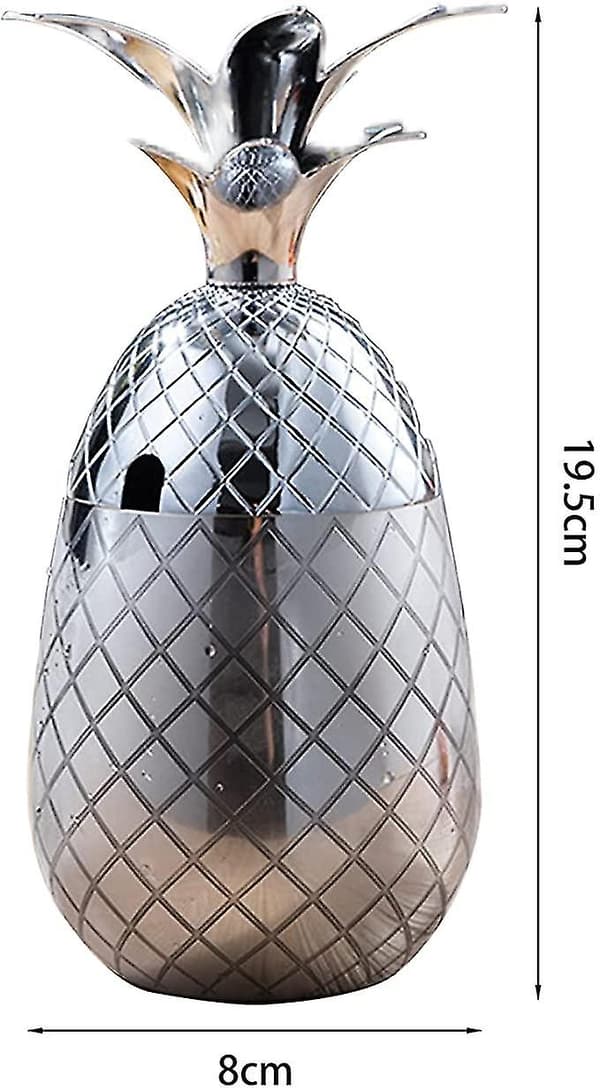 Ananas Ispand med Låg, Drikkespand, Metal, Rustfrit Stål, Ispand, Cocktailtilbehør til Drinks