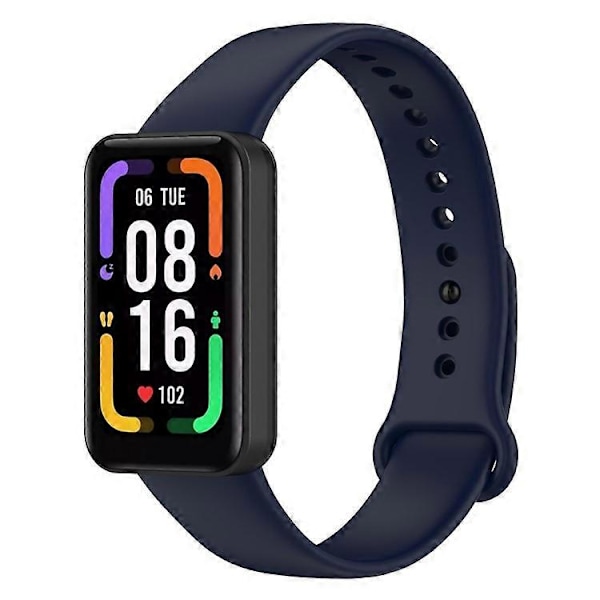 Yhteensopiva Xiaomi Redmi Smart Band Pro -älykellon kanssa, yksivärinen pehmeä silikoninen ranneke, säädettävä DarkBlue