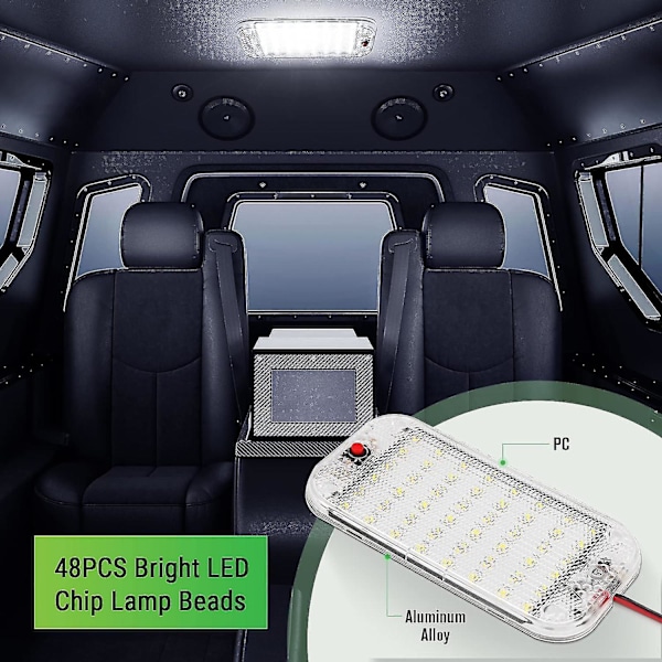 RV Interiörbelysning 12v-85v 800 Lumen Super Stark RV Taklampa med ON/Off Brytare RV Lig