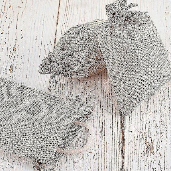 20 stk. Jute Poser med Snøring for Bryllupsgaver og DIY Håndverk