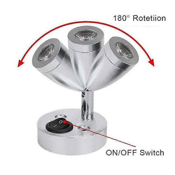 Indvendig Belysning Spot Lampe Auto LED Lys 2 stk - RV Læselampe 3000K 180 Graders Rotation til Camper Van Båd Campingvogn Køretøj Autocamper