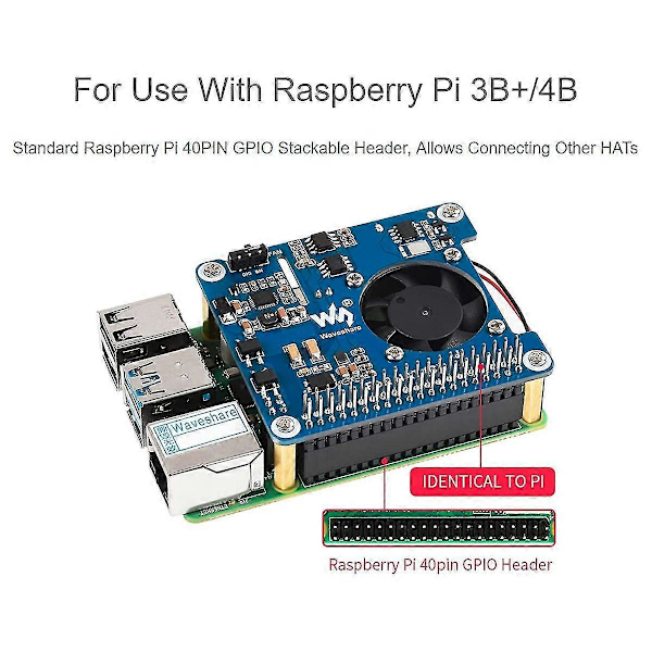 POE HAT (C) for 4B/3B+, Power Over Ethernet HAT, Støtter IEEE 802.3Af/At-kompatibelt nettverk