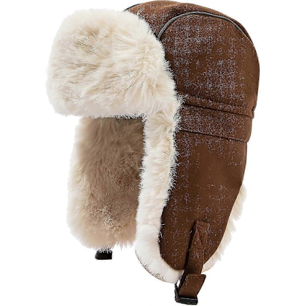 Faux Fur Hat Dame Vinterhatte med Øreklapper Russisk Hat til Mænd Kosak
