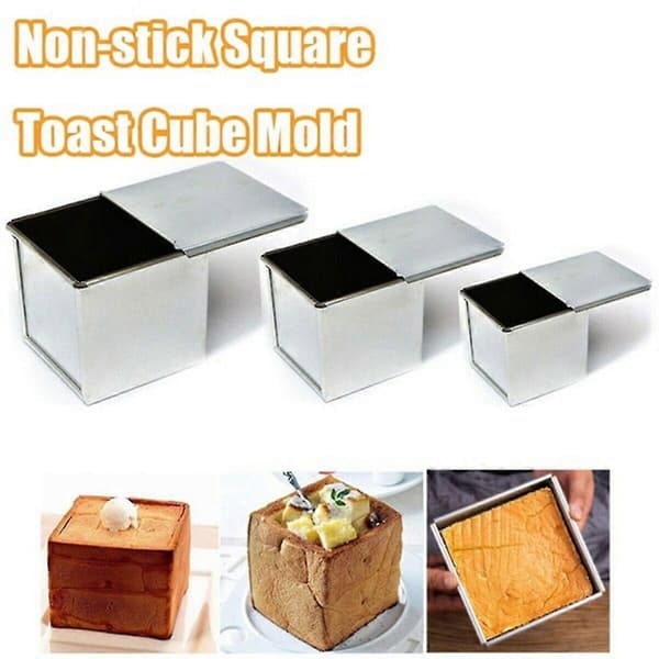 Toastboks af aluminiumslegering, brødform, bageform med låg 12x12x12cm