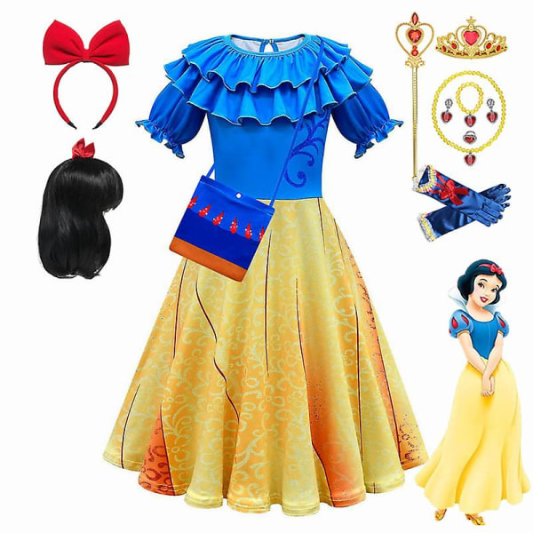 Prinsessan Snövit klänning för tjejer Halloween cosplay kostymer Puffärm Sommarklänning Tjej Födelsedagsfest Fin klänning Vestidos 110 (4-5T) 81000 dress-C