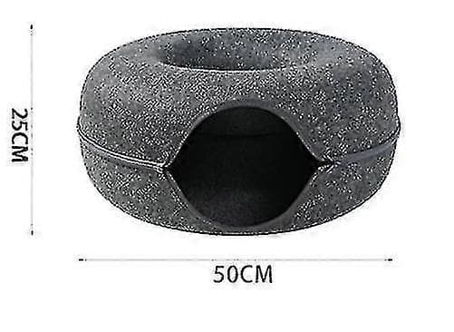 1 stk. Kæledyrstunnel Donut Katteseng (mørkegrå)