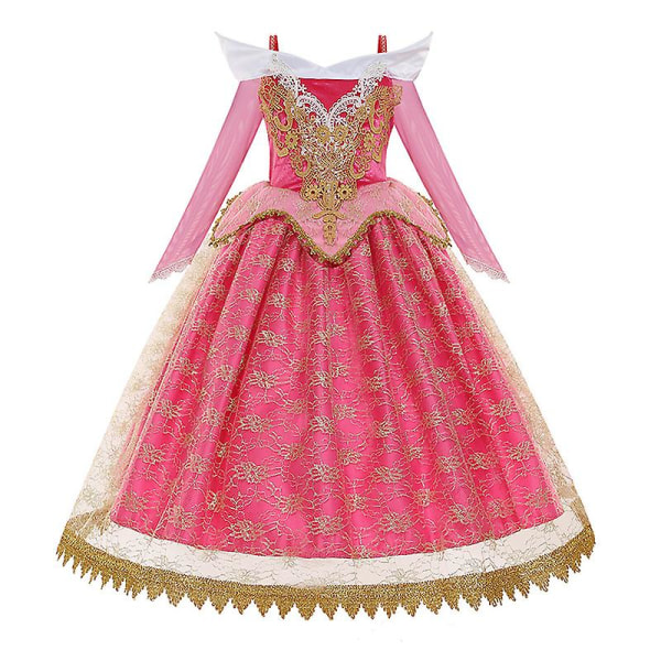 Törnrosa Cosplay Kostym Disney Aurora Princess Dress Barn Barn Cosplay Fancy Kostym Halloween Kläder För Tjej 110cm