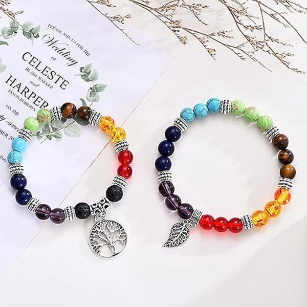 Chakra-rannekorut naisille Reiki-parantavat kristallit Joogahelmet Joustava rannekoru Käsintehdyt luonnonjalokivet Punottu köysi Joustava naru Hihansuuhelmet Rannerengas