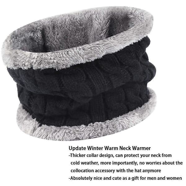 Vintermössa beanie halsduk mössa varm stickad mössa plus sammet utomhus vinter varm mössa halsduk set män och kvinnor