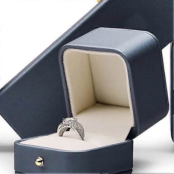 Smuk læder smykke gaveæske ring halskæde armbånd opbevaringsetui fløjlsinteriør