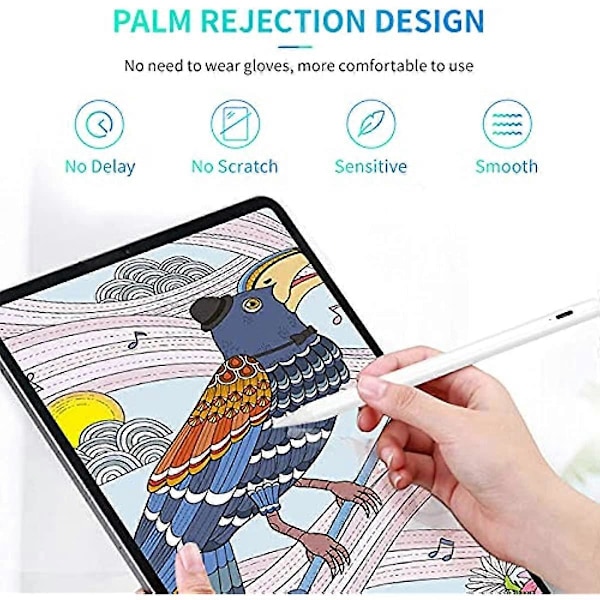 Stylus-kynä, yhteensopiva Apple iPadin kanssa (2018 ja uudemmat) JAMJAKE iPad -kynä nopealla latauksella ja kallistuksen tunnistuksella iPad Prolle (11129 ) iPad 6.-10. sukupolvi