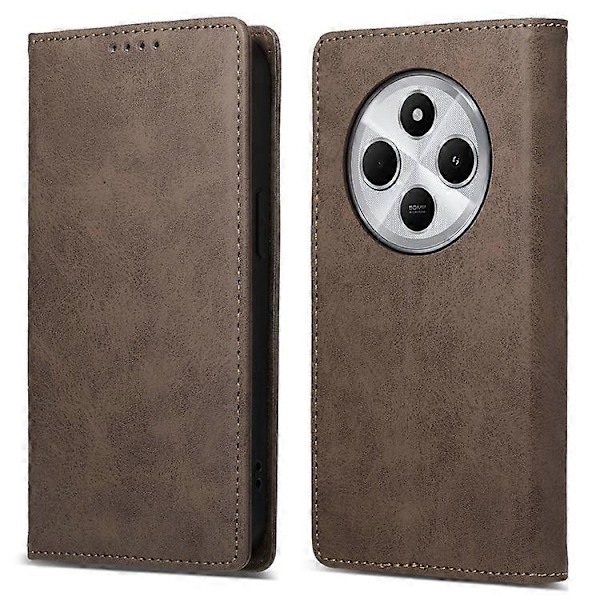 DF-05 Yhteensopiva Xiaomi Redmi 14C 4G Lompakkokotelo RFID PU Nahkainen Puhelinkuori Brown