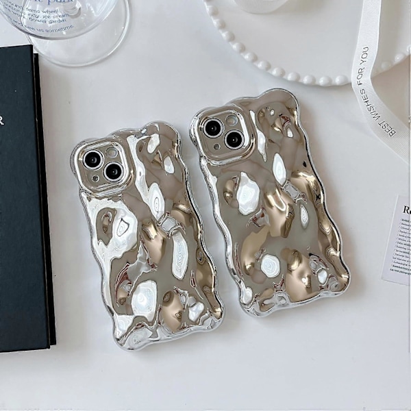 Etui til iPhone 13, Sødt ensfarvet krøllet bølget form Stødsikkert TPU Bumper Telefon Etui