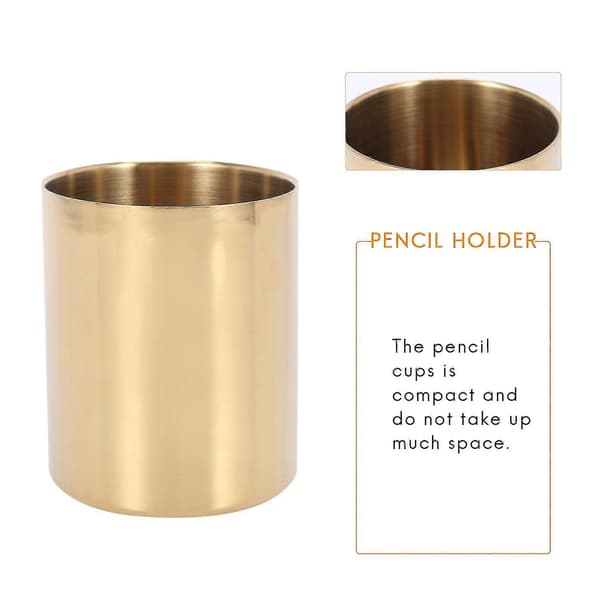 2-delt Penneholder Kop Pen Pot Makeup Børsteholder Skrivebords Organizer Rustfrit Stål (