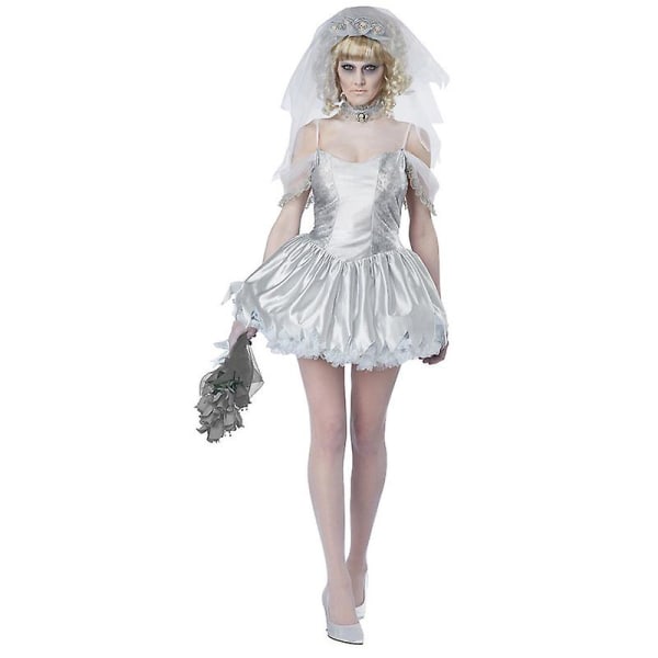 Carnival Halloween Lady Corpse Bride -asu Kuolleiden päivä Kammottava hautausmaa Zombie Roolileikki Cosplay Fancy Juhlamekko XL