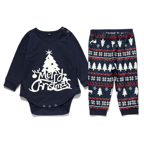 Print pyjamasetti set sopiva joulun uutuuspyjamat aikuisille naisille miehille lapsille vauvoille Baby 2XL