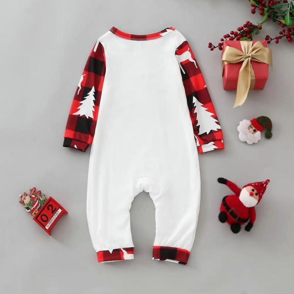 Christmas Älg Print Pläd Pyjamas Set Jul Familj Matchande Pyjamas Hem Kläder Baby 9-12 Months