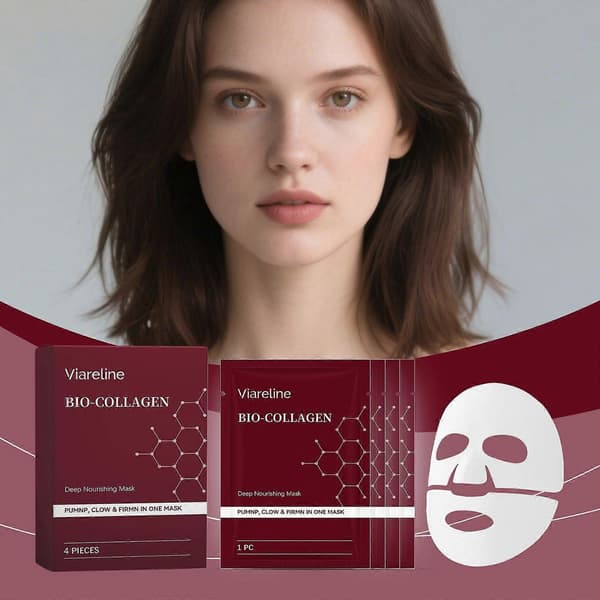 Bio-Collagen Real Deep Mask, Hydrerende Hydrogelmaske til natten, Poreminimerende, Elasticitet, Forbedring af fylde 2pcs