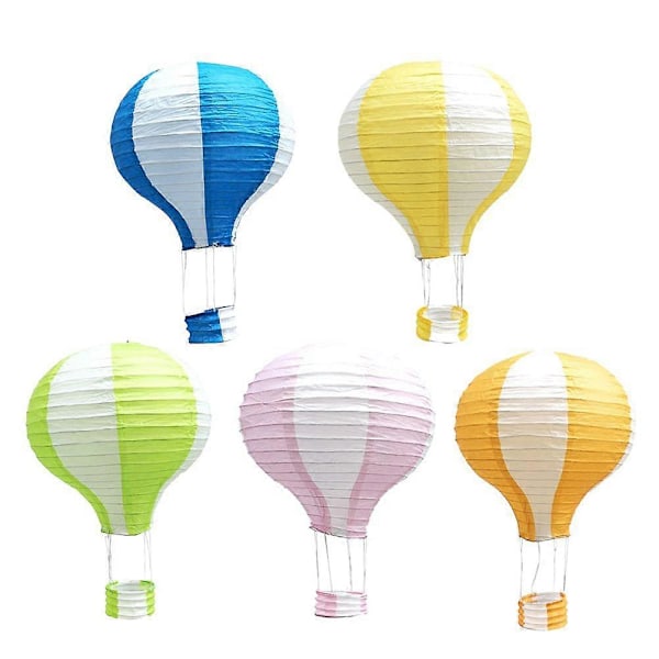 5 stk. 30 cm Farverige Hængende Bryllup Varmluftballon Foldepapir Lanterne Festdekorationer (Stribe)