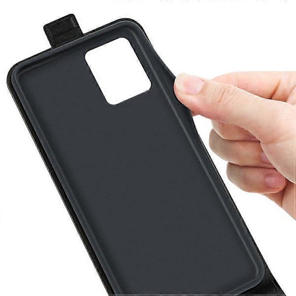 Telefonfodral Kompatibelt För Motorola Moto G54 5G Vertikalt Flip Telefonskal Crazy Horse Textur Omslag Black