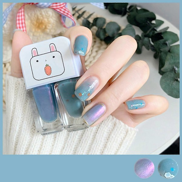 2 Flaskor Nagellack Lätt Att Dra Bort Högglans Vattenbaserad Glansig Frostad Nagellack 23#