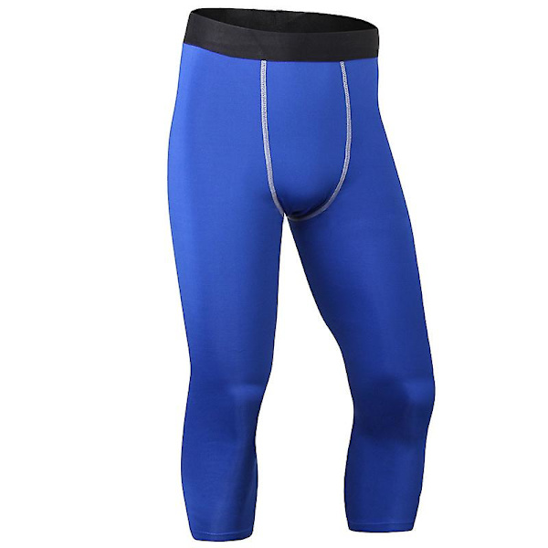 Herr Gym Compression Leggings Base Layer Running Tight Byxor 3/4 Training Fitness Byxor Blue 2XL