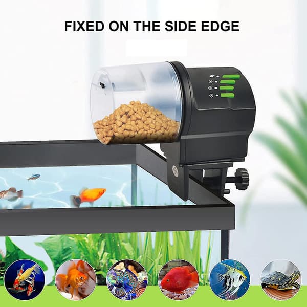Automatisk fiskefoderautomat ferie fiskefoder drevet af batteri og USB til akvarium og skildpaddeakvarium med foderring