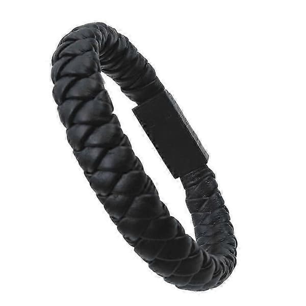 Kannettava keinonahkainen kudottu mini Type-C Micro USB -latausrannerke datakaapeli