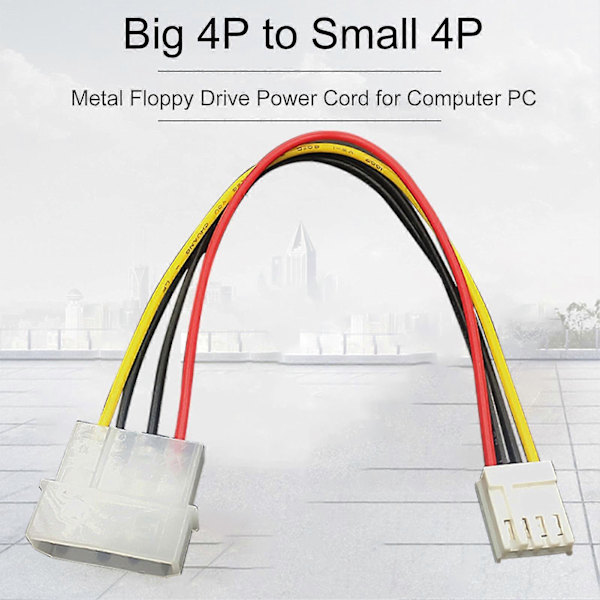 20 cm 4-pin Stor til Lille Strømkabel Metal Floppy Drev Strømledning til Computer PC
