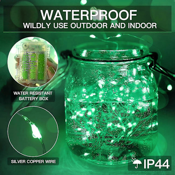 St Patricks Day Ljusslinga, 10 m 100 LED Ljusslinga med Fjärrkontroll, Grön Fairy