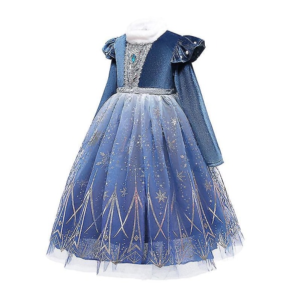 Frozen Winter Elsa Princess Dress Kid Flicka Snow Quee Vestido Cosplay Kläder Elza Halloween Julkostym Elsa 4 2T (Size 100)