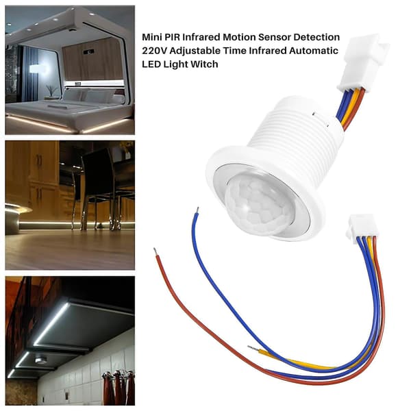 Mini Pir Infrarød Bevegelsessensor Deteksjon 220v Justerbar Tid Infrarød Automatisk Led Lys Witch
