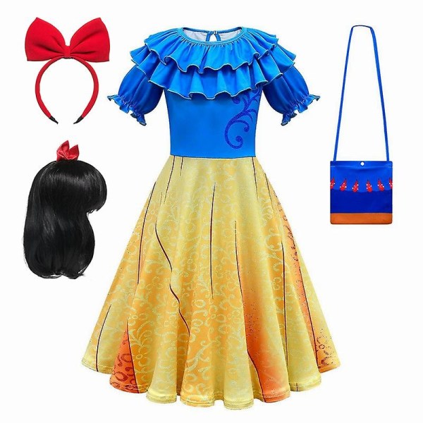 Prinsessa Lumikki mekko tytöille Halloween Cosplay Puvut Puff Sleeve Kesämekko Tyttö Syntymäpäiväjuhlat Fancy Mekko Vestidos 100 (3-4T) 81000 dress-D