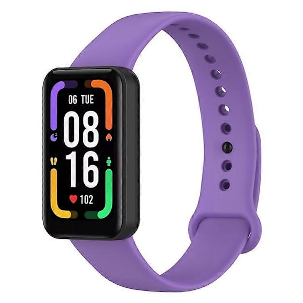 Yhteensopiva Xiaomi Redmi Smart Band Pro -älykellon kanssa, yksivärinen pehmeä silikoninen ranneke, säädettävä Purple