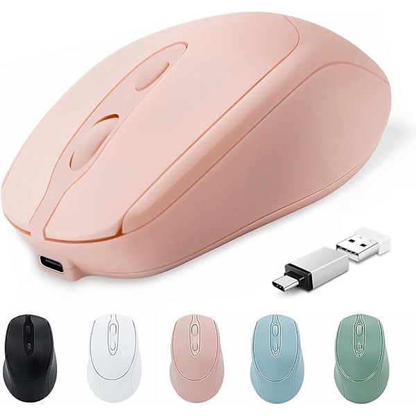 Bluetooth Trådløs Mus Genopladelig USB C til MacBook Pro/Air, Bluetooth Type C Mus til Mac/iPad/PC/Notebook/Tablet, Ergonomisk Støjsvag Trådløs Com