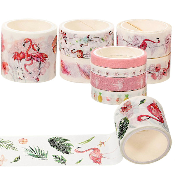 10 ruller Washi-tape Flamingo-tape Estetisk Washi-tape Dekorativ Scrapbooking-tape