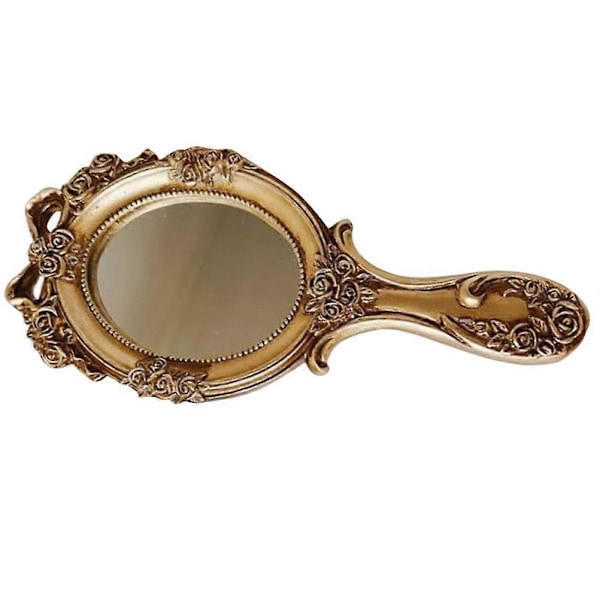 Vintage Håndspejl med Præget Mønster Håndholdt Makeup Spejl Bærbart Spejl