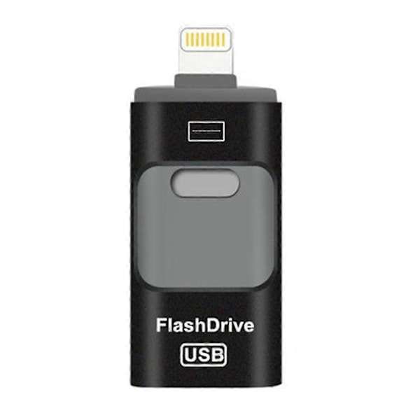 Tre-i-ett (Apple + Android + USB) Metall U Disk - Svart 128GB