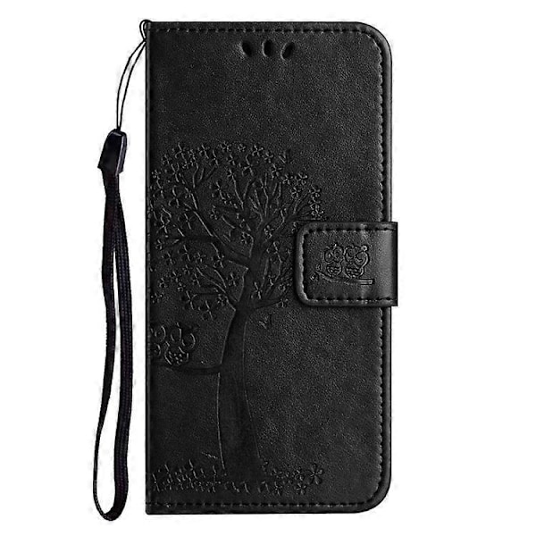 Kompatibel med Motorola Moto G14 4G Ugle Tre Trykt Telefondeksel PU Lær Stå Lommebok Etui Black