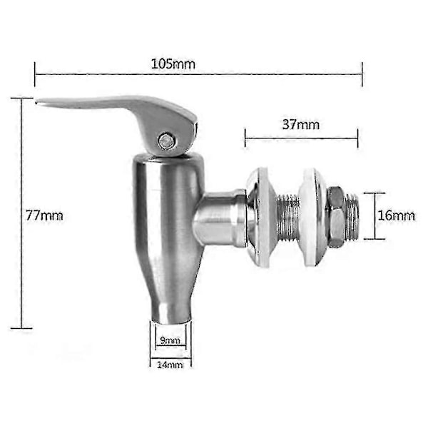Rustfri Stål Drikkevare Dispenser Hane Udskiftningshane, (16mm)