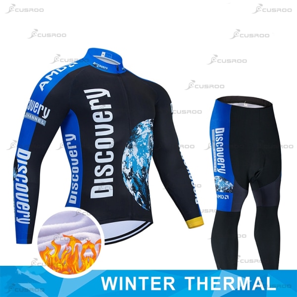 DISCOVERY TEAM LONG Setit MTB Cycling Jersey Mittatilaustyönä Ropa Ciclismo Short Cycling Wear Team Winter Thermal Fleece 4 XS