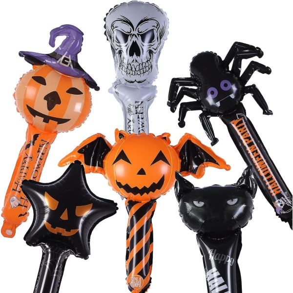 12 kpl Halloweenin puhallettavat ilmapallotikkuja, kädessä pidettävät  tikkualumiinifoliot, mukaan lukien Cat Devil Pumpkin hämähäkkiluuranko  Juhlasisustuspalveluksi f8bb | Fyndiq