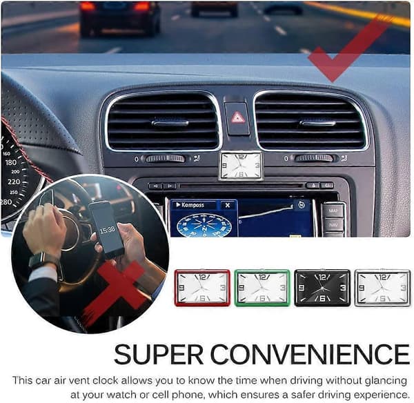 Bil Dashboard Klocka, Bil Klocka Quartz Klocka Vackra Bil Dekorations Klocka Ornament Mini Stil Stick-on (Vit)